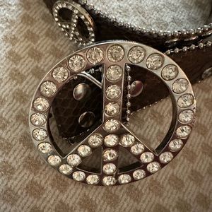 Peace sign Crystal Embellished Belt by Nocona